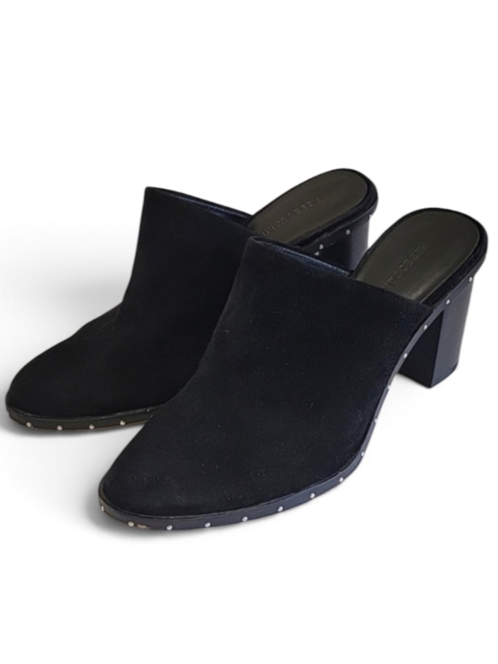 Rebecca Mincoff Gaylin black block heel mules women's size 7